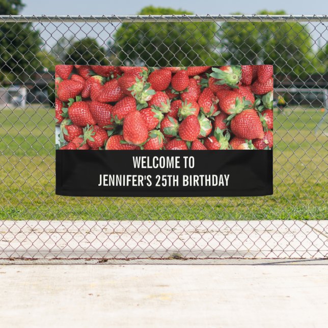 Photo of Red Juicy Strawberries Birthday Banner (Insitu)