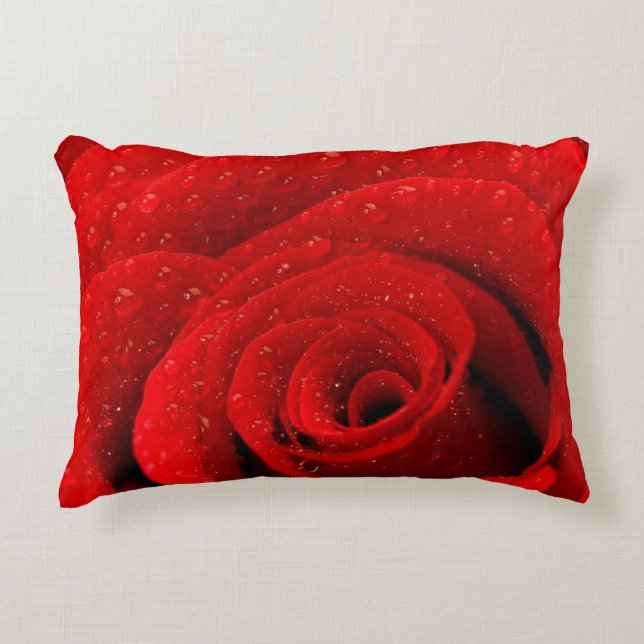 Photo of Red Rose Background Accent Pillow (Front)