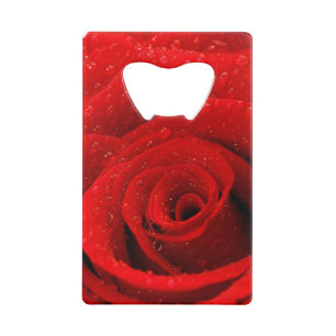 Photo of Red Rose Background Credit Card Bottle Opener