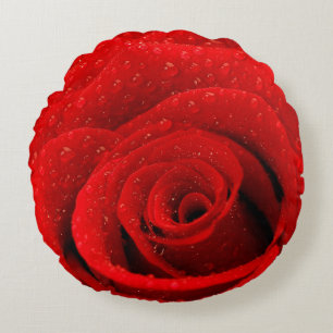 Photo of Red Rose Background Round Pillow