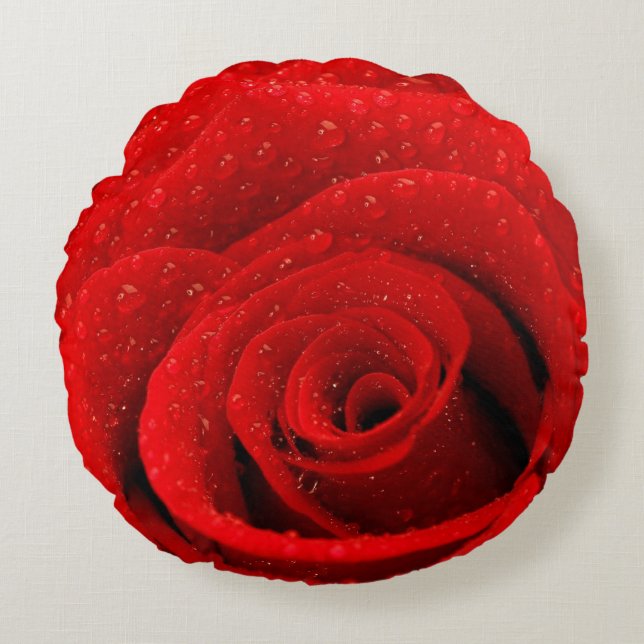 Photo of Red Rose Background Round Pillow (Front)