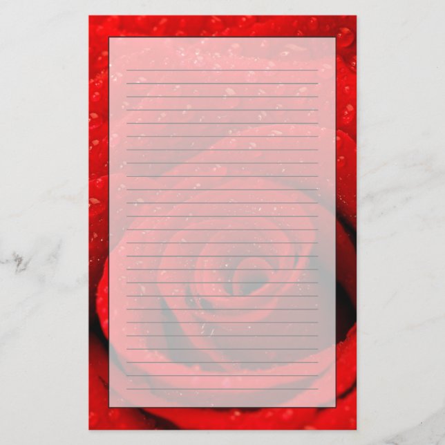 Photo of Red Rose Background Stationery (Front)