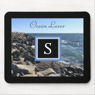 Photo of Sea Waves and Rocks Initial Frame Black Mouse Pad