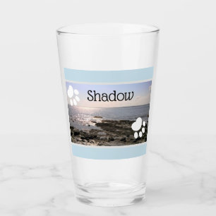 Photo of Sky and Sea Paw Prints Add Name of Dog Glass