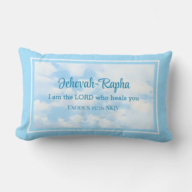 Photo of Sky I am the Lord Who Heals Bible Verse Lumbar Pillow (Front)