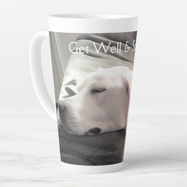 Photo of Sleeping White Labrador Mix Puppy Dog Latte Mug (Left Angle)