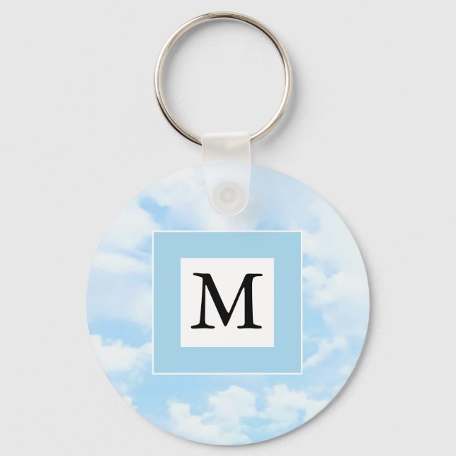 Photo of Soft Blue Sky Custom Single Initial Keychain (Front)