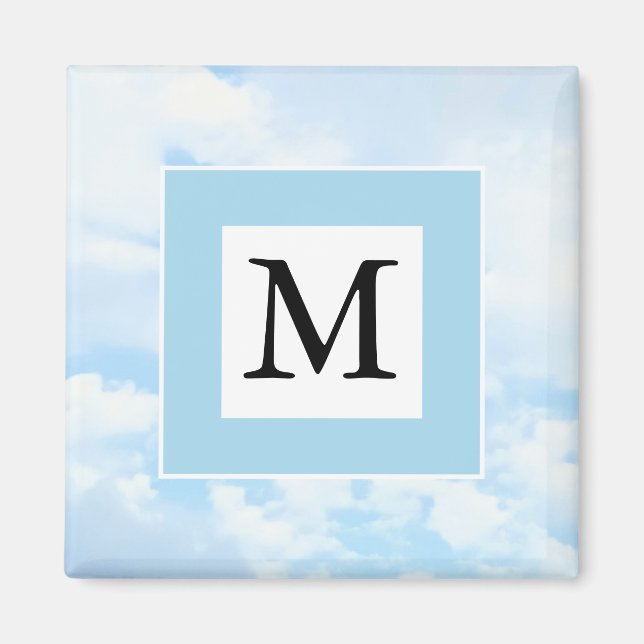 Photo of Soft Blue Sky Custom Single Initial Magnet (Front)