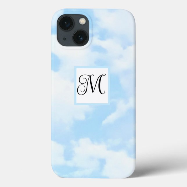 Photo of Soft Blue Sky Fancy Letter Single Initial Case-Mate iPhone Case (Back)