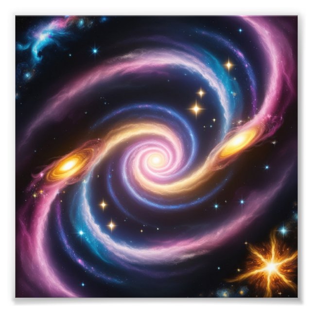 Photo of stars and galaxies of different colours (Front)