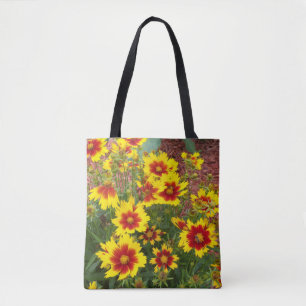 Photo of sunny red & yellow Coreopsis Flowers on a Tote Bag