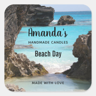 Photo of Tropical Island Coast & Sea Candle Biz Square Sticker