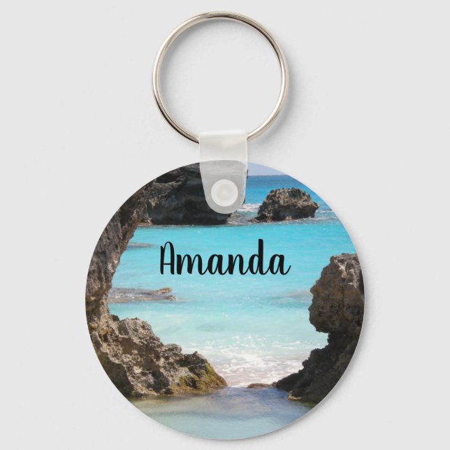 Photo of Tropical Island Coast & Sea Keychain (Front)