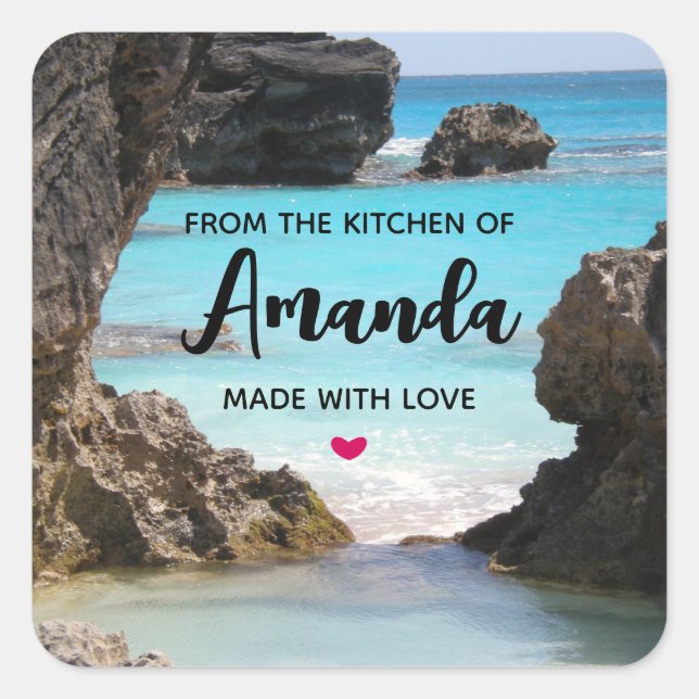 Photo of Tropical Island Coast & Sea Square Sticker (Front)