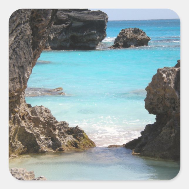 Photo of Tropical Island Coast & Sea Square Sticker (Front)