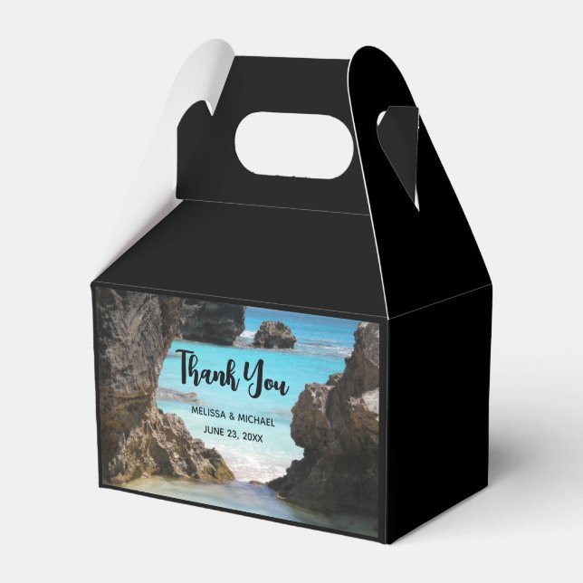 Photo of Tropical Island Coast & Sea Wedding Favor Box (Front Side)