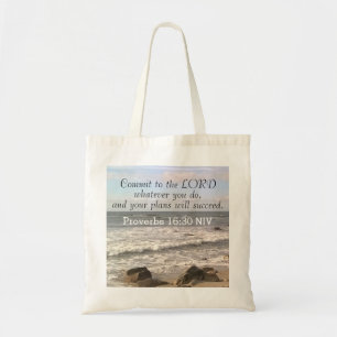Photo of Wavy Ocean Shore Proverbs Bible Verse Sea Tote Bag