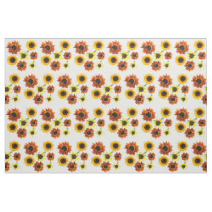Photo of Yellow Orange Sunflowers Floral Fabric