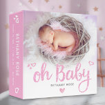 Photo “Oh Baby” Pink Girl Sweet Modern Keepsake Binder<br><div class="desc">“Oh baby.” A playful visual of light pink, sparkly, glitter script handwriting and hearts against the photo of your choice, helps showcase all the photos of your new baby girl. Spread love and joy whenever you use this stylish and modern, personalized baby photo album. Proudly print and display all your...</div>