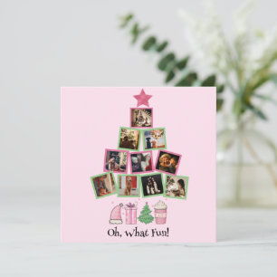 Photo Oh, What Fun Pink & Green Christmas Holiday Card