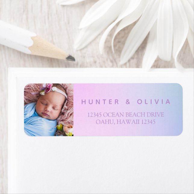 Photo Ombre Purple Address Label (Insitu)