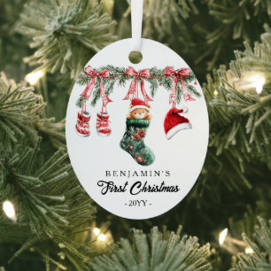 Photo on back 1st Christmas Baby Metal Ornament