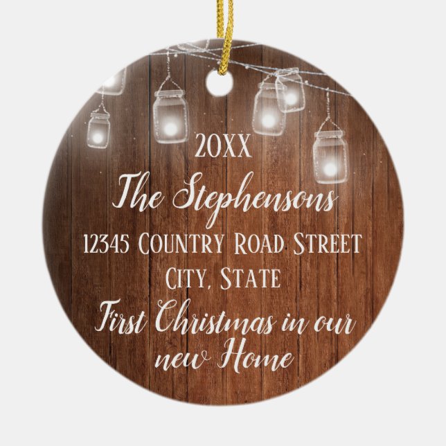 Photo on Back First Christmas in our New Home Ceramic Ornament (Front)