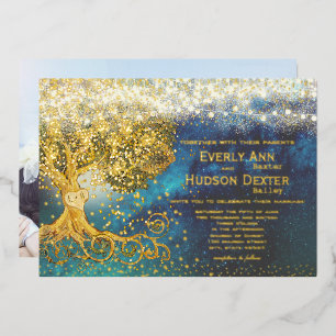Photo on Back Grove Blue & Gold Fairy Lights