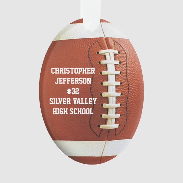 Photo on Back Personalized Football Sports Ornament (Front)