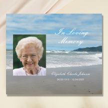 Photo on Beach Memorial or Funeral Guest Book