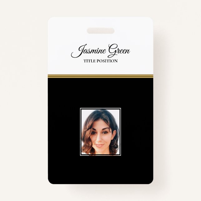 Photo On Black And White Background Badge (Front)