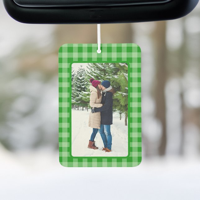 Photo on Green Gingham Plaid Air Freshener (Creator Uploaded)