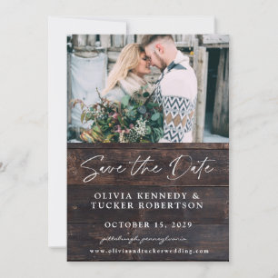 Photo on Wood Rustic Save the Date Invitation 