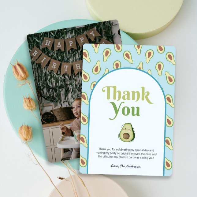 Photo Onederful Avocado 1st Birthday ThankYou Card (Photo Onederful Avocado 1st Birthday ThankYou Card)