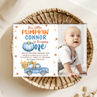 Photo Orange Blue Little Pumpkin 1st Birthday