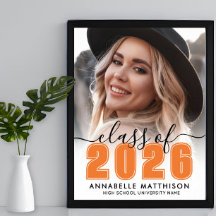 Photo Orange Graduation Party Sign