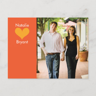 Photo Orange Heart Save the Date Postcard 2