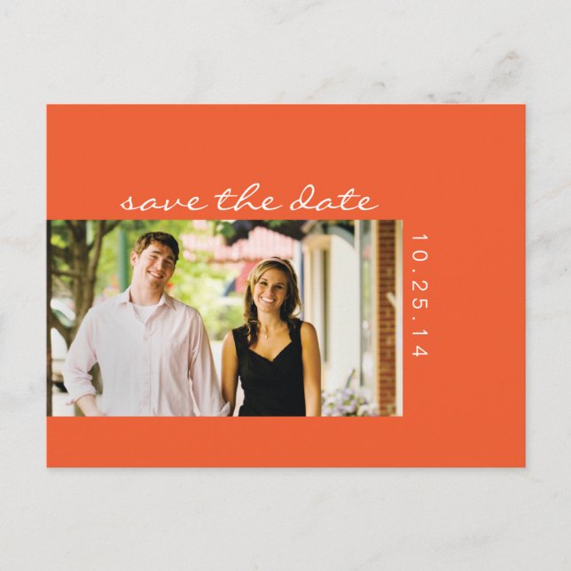Photo Orange Save the Date Postcard 2 (Front)