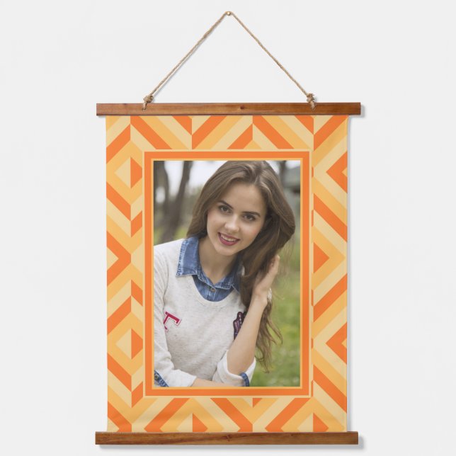 Photo Orange Three-Tone Diamond Pattern Hanging Tapestry (Front)
