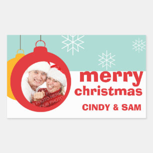 Photo ornament fun Merry Christmas large favour ta Sticker