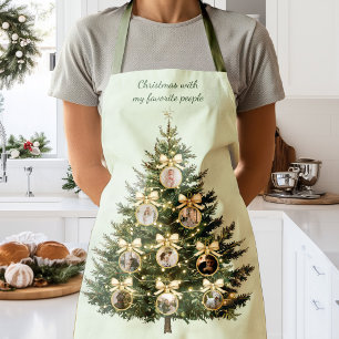 Photo Ornaments on Christmas Tree Holiday Apron