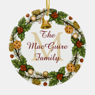 Photo ornement de Noël Monogramme de couronne Vint