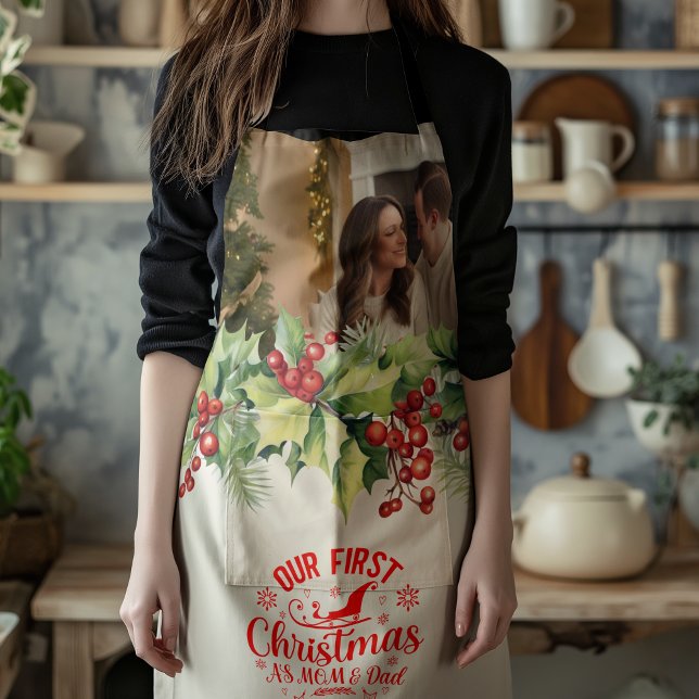 Photo Our First Christmas as Mom and Dad  Apron (Creator Uploaded)