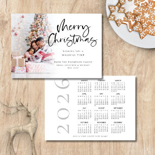 Photo Overlay 2026 Calendar Merry Christmas  Holiday Card