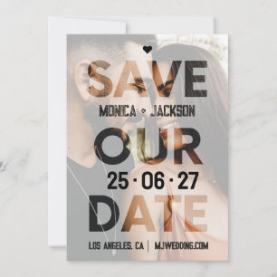 Photo Overlay Cutout Typography Urban Wedding  Save The Date