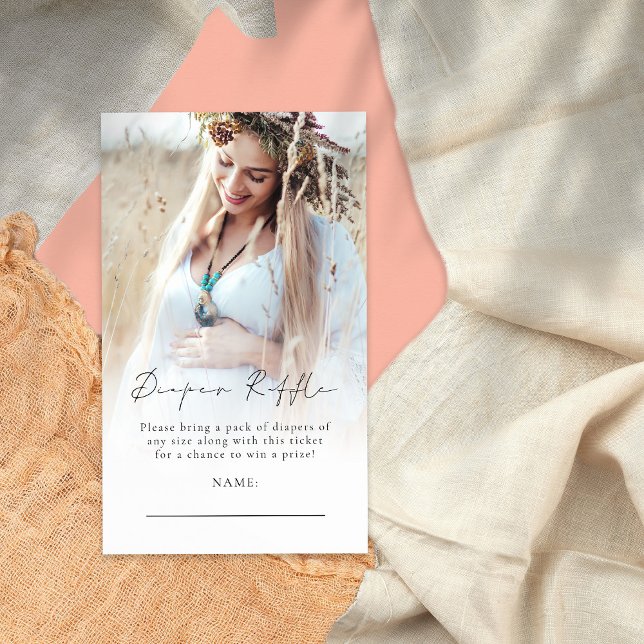 Photo Overlay Diaper Raffle Baby Shower  Enclosure Card (Creator Uploaded)