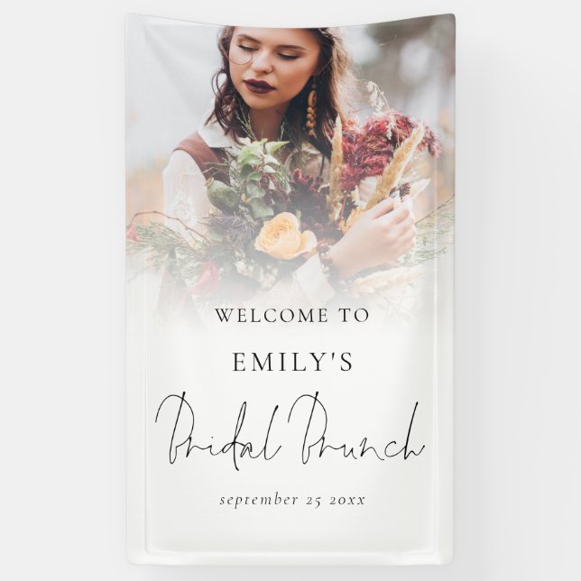 Photo Overlay Elegant Script Welcome Bridal Brunch Banner (Vertical)