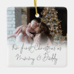 Photo Overlay First Christmas as Mummy Daddy Ceramic Ornament<br><div class="desc">Photo Overlay First Christmas as Mummy Daddy Names Year. To celebrate your 1st holiday season as parents and keepsake for years to come, easily personalize your names and year on the back. With an elegant set script for Our First Christmas as Mummy & Daddy along with your photo on the...</div>