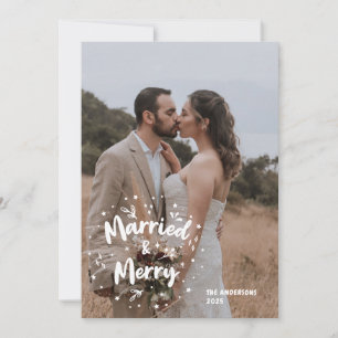 Photo Overlay Married Merry Newlywed Thank You Card