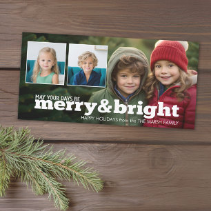 Photo Overlay Merry and Bright Holiday Collage Card